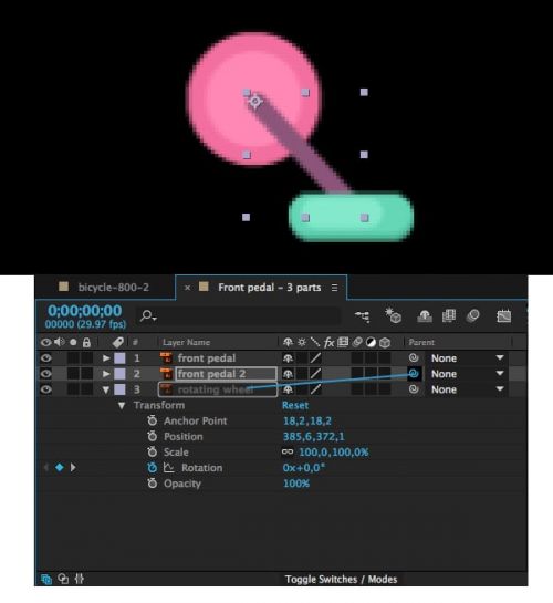 آموزش متحرک سازی دوجرخه در افترافکت